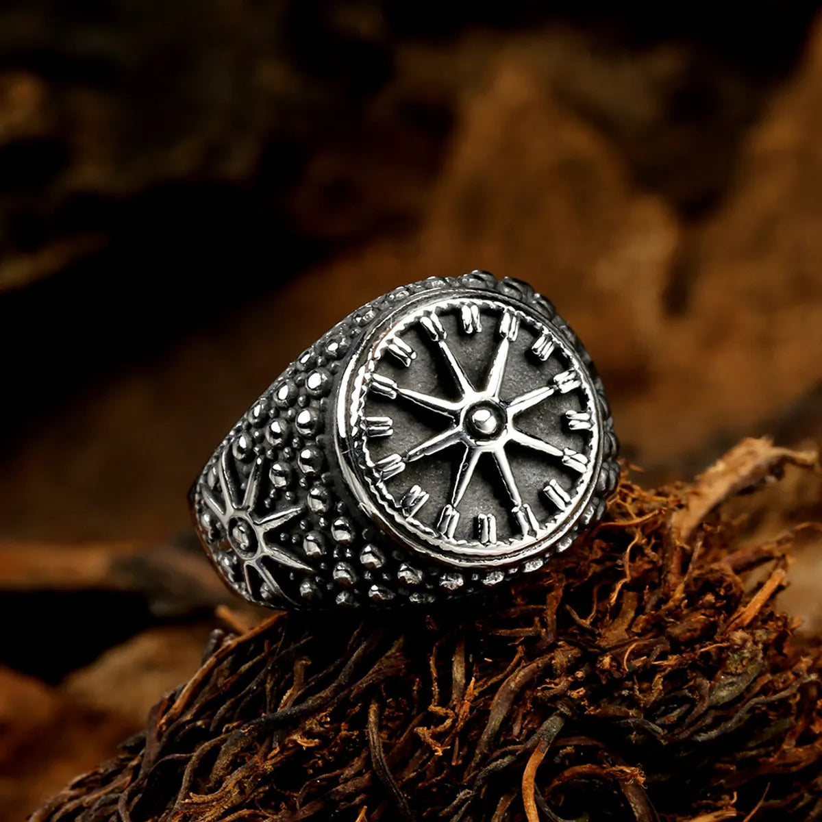 Cool Style Compass Stainless Steel Polishing None Men'S Rings