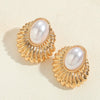 Cool Style Drop Shape Copper Electroplated Women's Turquoise Pearl Earrings