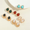 Cool Style Drop Shape Copper Electroplated Women's Turquoise Pearl Earrings
