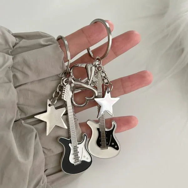 Cool Style Guitar Metal Plating Women'S Bag Pendant Keychain