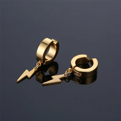 1 Piece Cool Style Lightning Stainless Steel Plating Drop Earrings Ear Clips