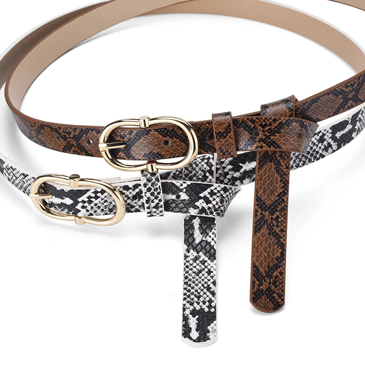 Cool Style Snakeskin Pu Leather Alloy Women'S Leather Belts