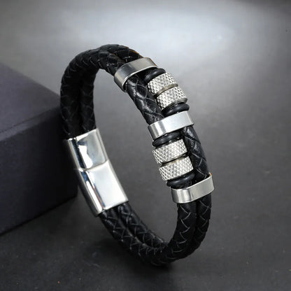 Cool Style Solid Color Pu Leather Metal Handmade None None Men'S Bangle