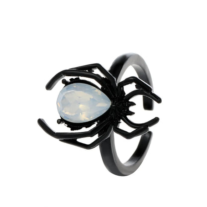 Cool Style Spider Alloy Plating Inlay Artificial Gemstones Women'S Open Rings