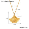 Cool Style Three Dimensional Fan Shells Zircon Pendant Necklace And Earrings Set In Titanium Steel With Electroplating For Women