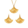 Cool Style Three Dimensional Fan Shells Zircon Pendant Necklace And Earrings Set In Titanium Steel With Electroplating For Women