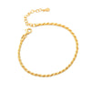 Cool Twist Women's S925 Sterling Silver Woven Hemp Rope Geometric U Shaped Electroplated Gold Bracelet