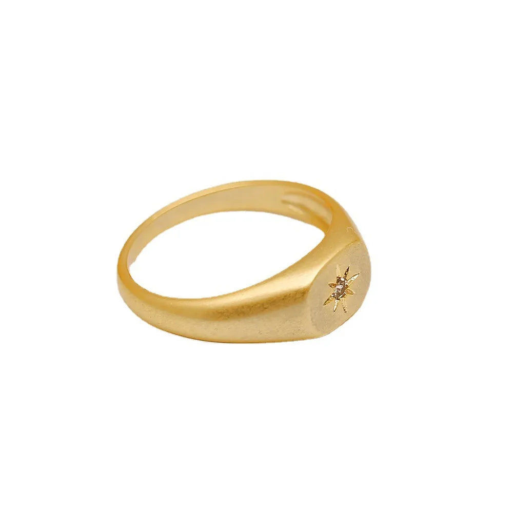 Copper 14K Gold Plated 16K Gold Plated 18K Gold Plated Ring Pleated Inlay Hand Olive Branch Shell Zircon Open Rings Rings