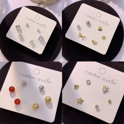 Copper 14K Gold Plated 16K Gold Plated Casual Cute Shiny Plating Inlay Fruit Snowflake Artificial Diamond Ear Studs