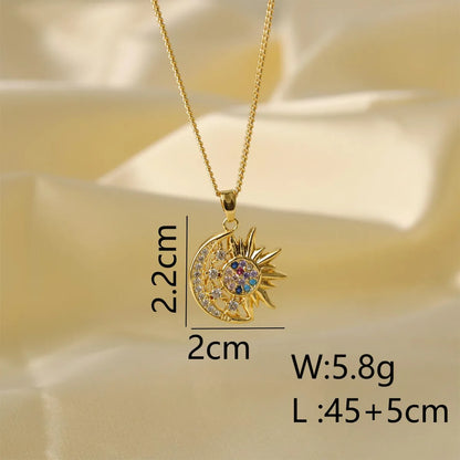 Copper 14K Gold Plated 18K Gold Plated Simple Style Classic Style Plating Inlay Bow Knot Zircon Pendant Necklace