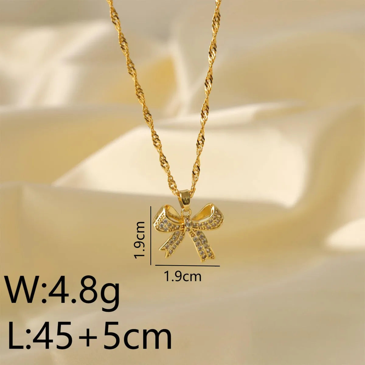 Copper 14K Gold Plated 18K Gold Plated Simple Style Classic Style Plating Inlay Bow Knot Zircon Pendant Necklace