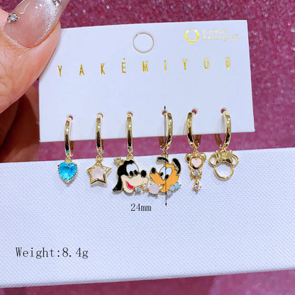 Copper 14K Gold Plated Cartoon Style Sweet Plating Inlay Cartoon Zircon Drop Earrings