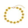 Copper 14K Gold Plated Cute Sweet Pastoral Flower Daisy Enamel Bracelets