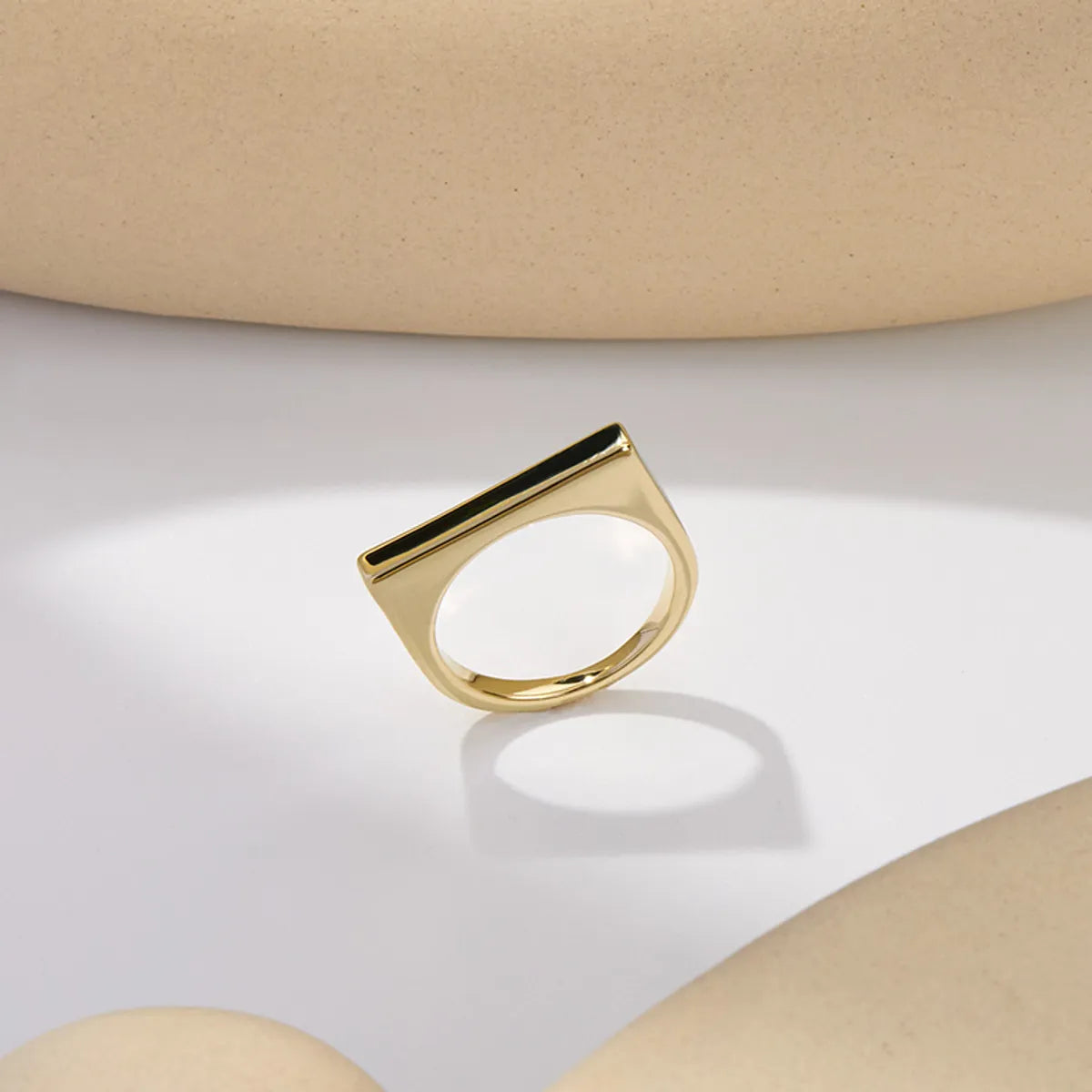 Copper 14K Gold Plated Elegant Simple Style Plating Color Block Rings