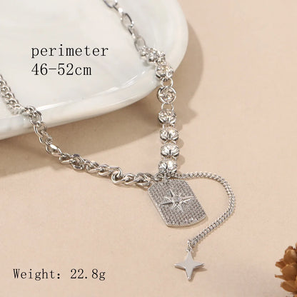 Copper 14K Gold Plated IG Style Simple Style Inlay Star Zircon Pendant Necklace