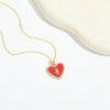 Copper 14K Gold Plated Inlay Heart Shape Bow Knot Zircon Necklace