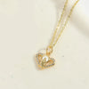 Copper 14K Gold Plated Inlay Heart Shape Zircon Pendant Necklace