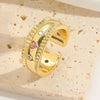 Copper 14K Gold Plated Inlay Heart Shape Zircon Rings