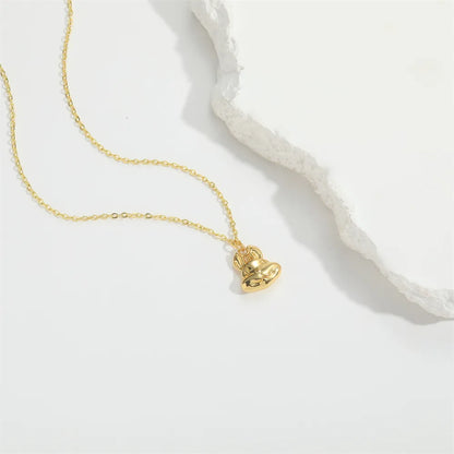 Copper 14K Gold Plated Little Bear Pendant Necklace