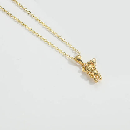 Copper 14K Gold Plated Little Bear Pendant Necklace