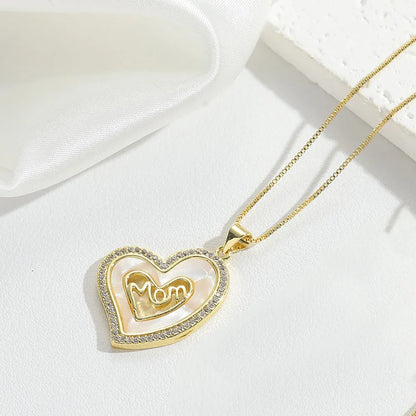 Copper 14K Gold Plated Modern Style Classic Style Commute Enamel Inlay Heart Shape Zircon Pendant Necklace