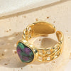 Copper 14K Gold Plated Plating Inlay Heart Shape Turquoise Rings