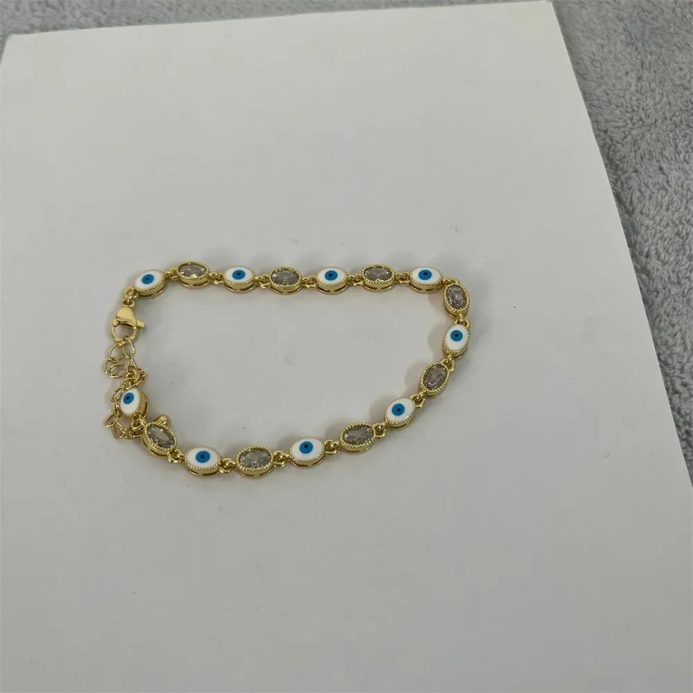 Copper 14K Gold Plated Simple Style Devil'S Eye Zircon Bracelets