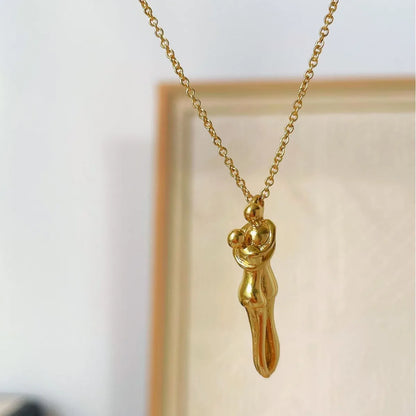 Copper 14K Gold Plated Simple Style Human Plating Pendant Necklace