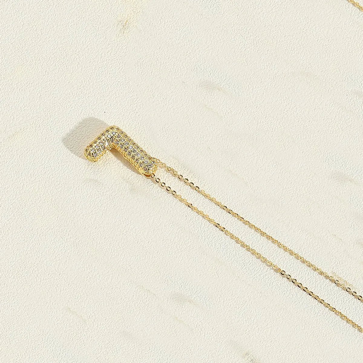 Copper 14K Gold Plated Simple Style Inlay Letter Zircon Pendant Necklace