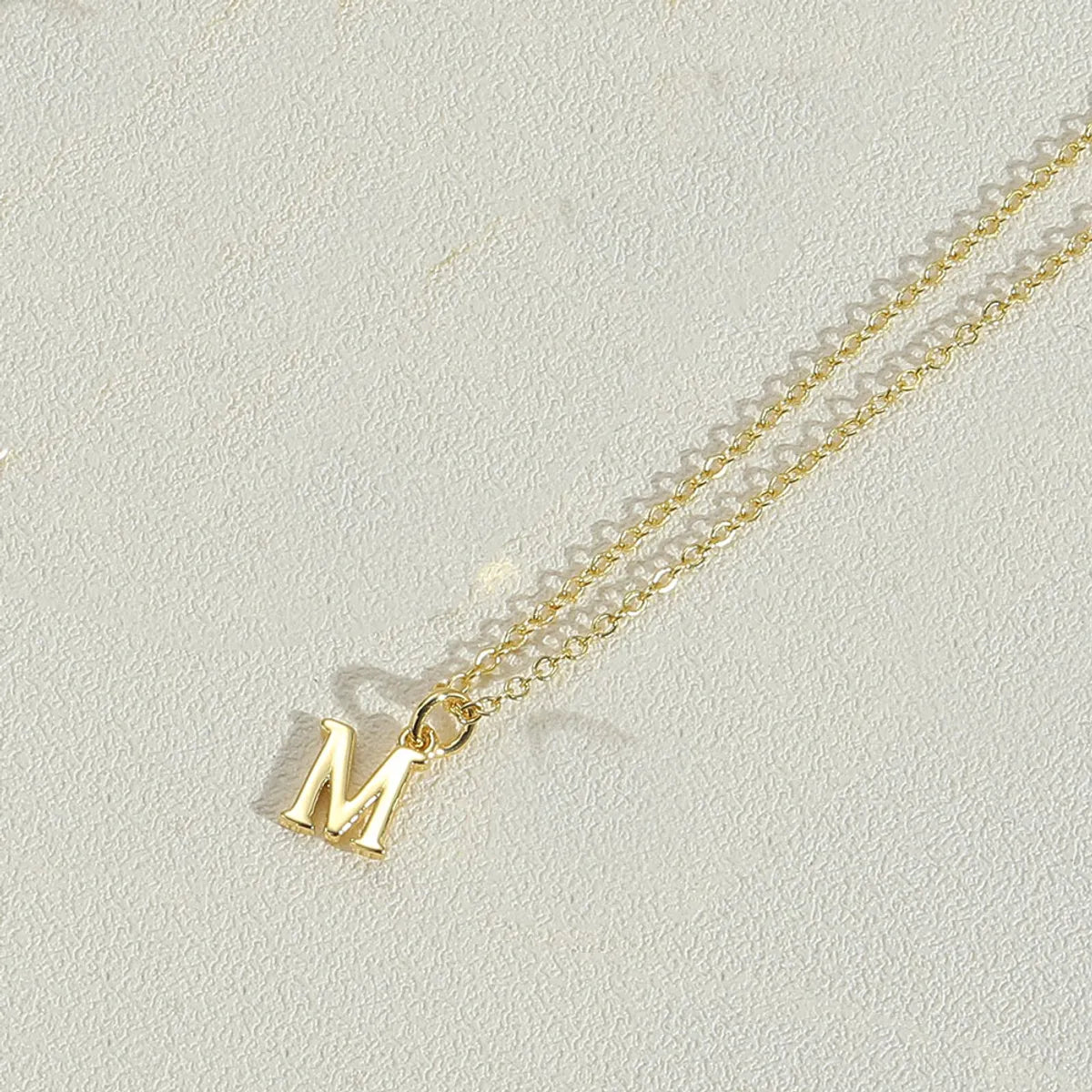 Copper 14K Gold Plated Simple Style Letter Copper Pendant Necklace