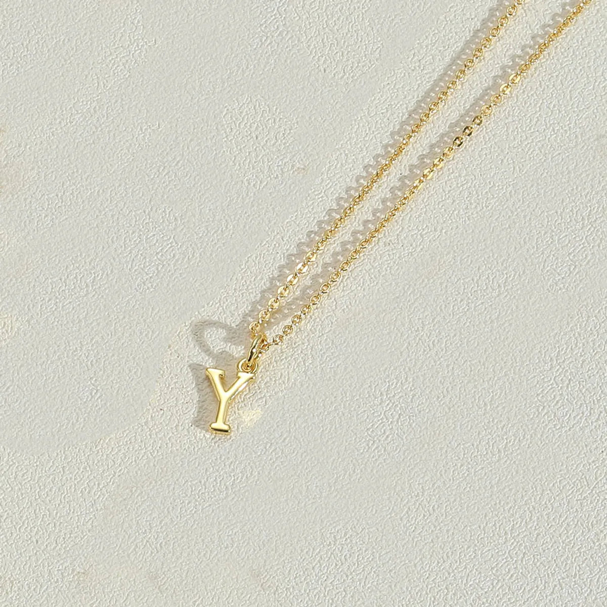 Copper 14K Gold Plated Simple Style Letter Copper Pendant Necklace