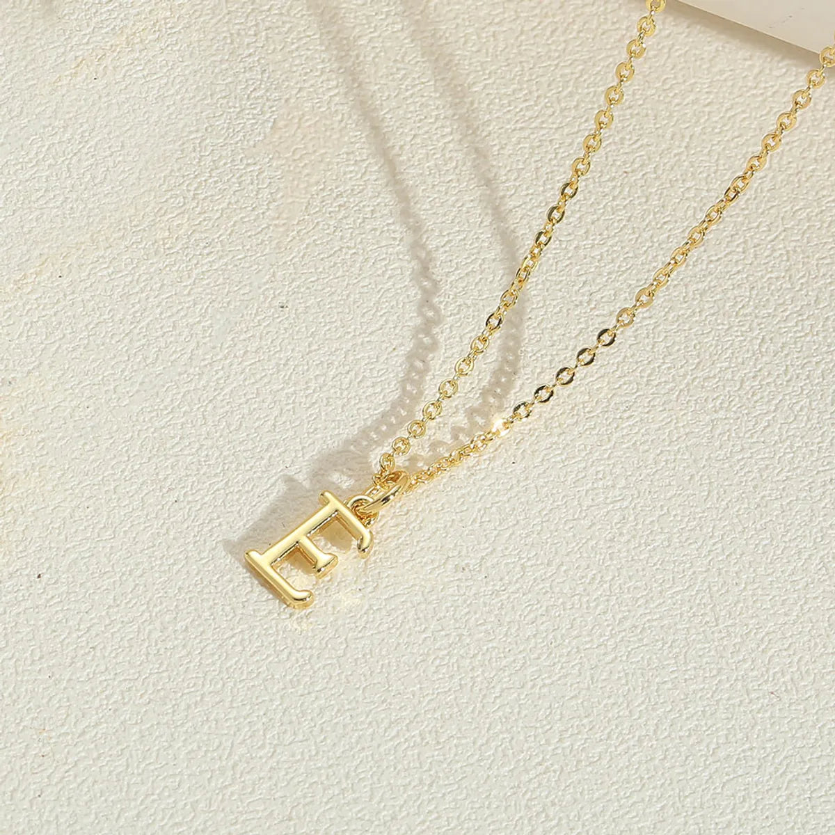 Copper 14K Gold Plated Simple Style Letter Copper Pendant Necklace