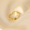 Copper 14K Gold Plated Twist Inlay Flower Birthstone Zircon Adjustable Ring