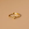 Copper 14K Gold Plated Twist Inlay Flower Birthstone Zircon Adjustable Ring