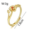 Copper 14K Gold Plated Twist Inlay Flower Birthstone Zircon Adjustable Ring