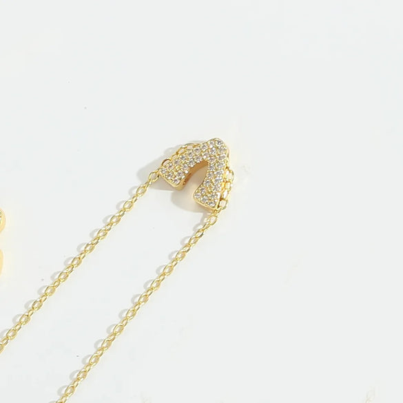 Copper 14K Gold Plated Vintage Style Simple Style Commute Inlay Letter Zircon Pendant Necklace