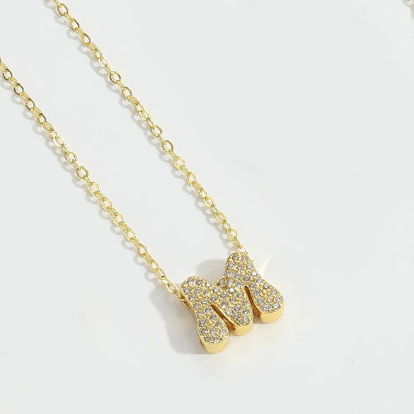 Copper 14K Gold Plated Vintage Style Simple Style Commute Inlay Letter Zircon Pendant Necklace