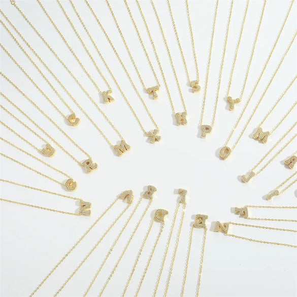 Copper 14K Gold Plated Vintage Style Simple Style Commute Inlay Letter Zircon Pendant Necklace