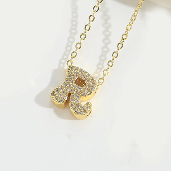 Copper 14K Gold Plated Vintage Style Simple Style Commute Inlay Letter Zircon Pendant Necklace