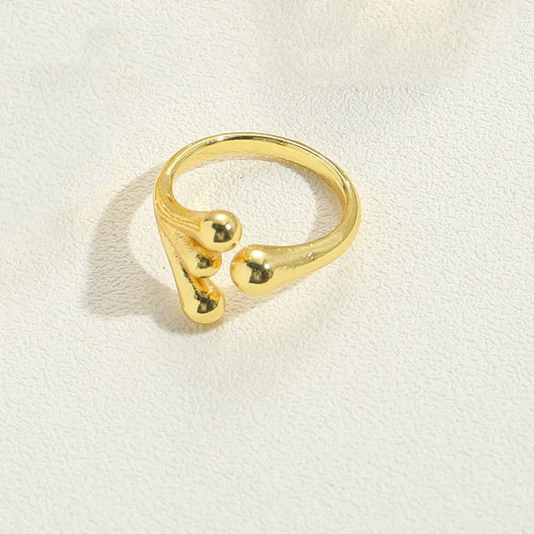 Copper 14K Gold Plated Vintage Style Simple Style Commute Inlay Round Fish Zircon Open Rings