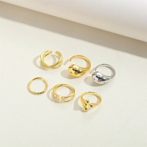 Copper 14K Gold Plated Vintage Style Simple Style Commute Inlay Round Fish Zircon Open Rings