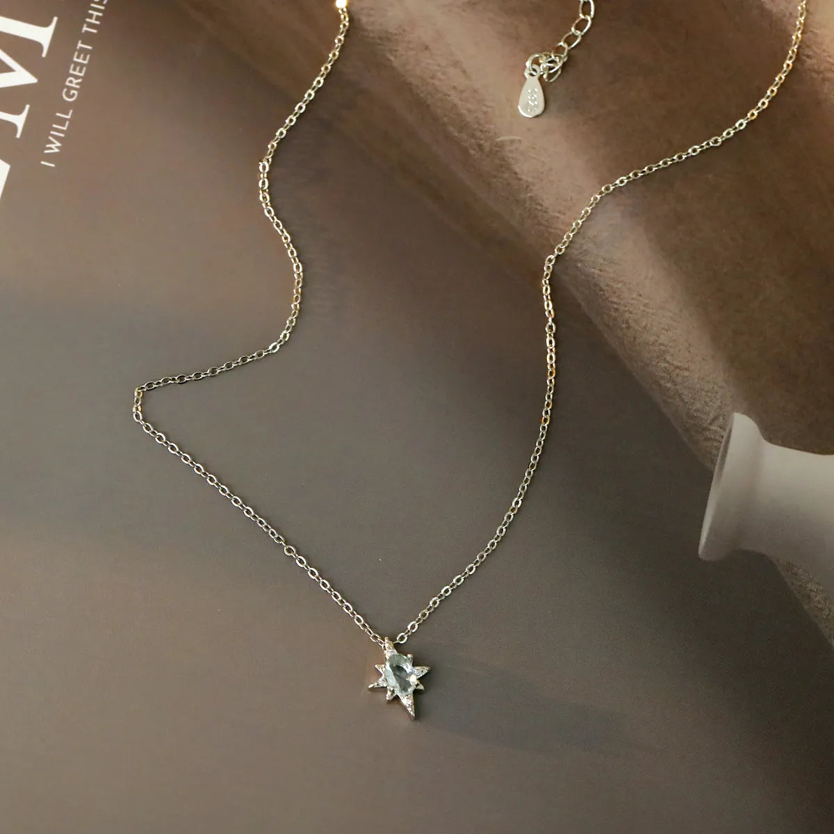 Copper 14K Gold Plated White Gold Plated Inlay Star Zircon Pendant Necklace