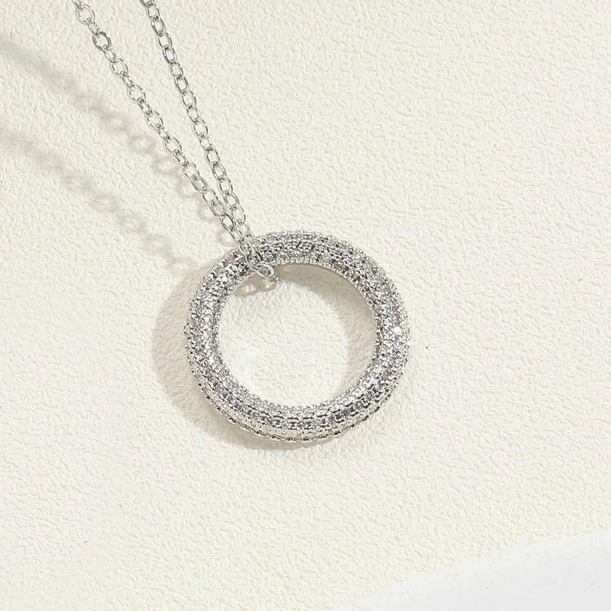 Copper 14K Gold Plated White Gold Plated Simple Style Circle Inlay Zircon Pendant Necklace