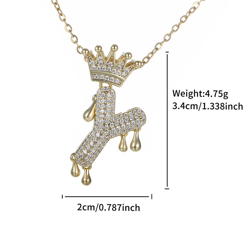 Copper 18K Gold Plated XUPING Simple Style Commute Plating Inlay Letter Rhinestones Pendant Necklace