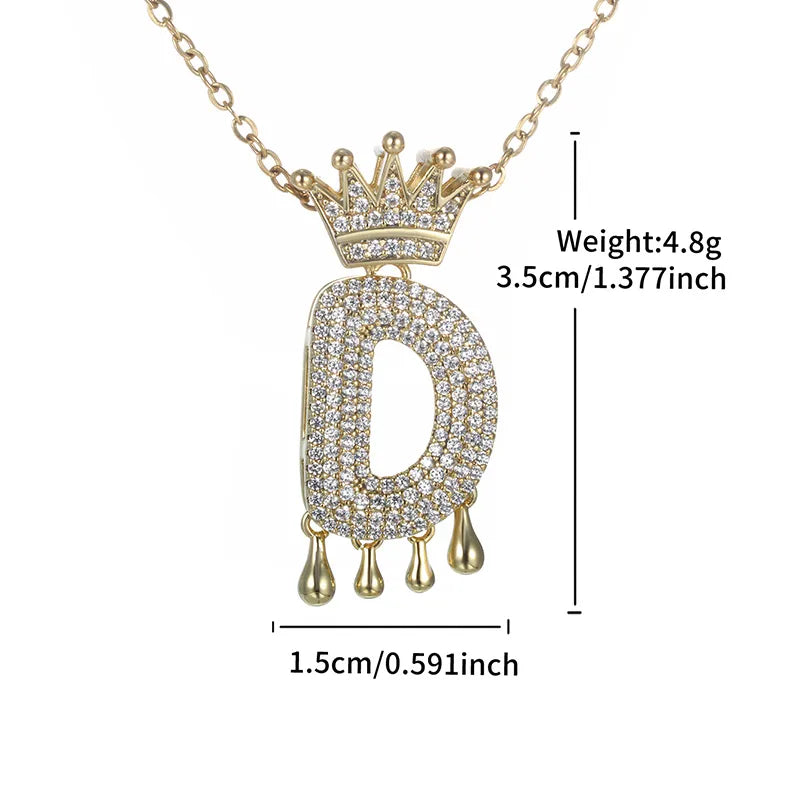 Copper 18K Gold Plated XUPING Simple Style Commute Plating Inlay Letter Rhinestones Pendant Necklace