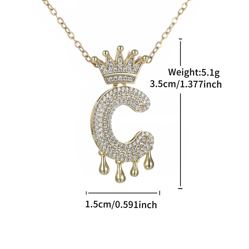 Copper 18K Gold Plated XUPING Simple Style Commute Plating Inlay Letter Rhinestones Pendant Necklace