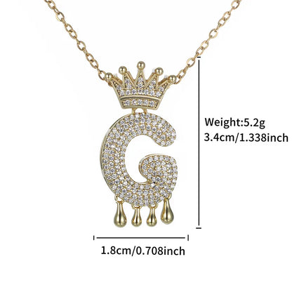 Copper 18K Gold Plated XUPING Simple Style Commute Plating Inlay Letter Rhinestones Pendant Necklace