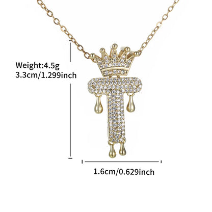 Copper 18K Gold Plated XUPING Simple Style Commute Plating Inlay Letter Rhinestones Pendant Necklace