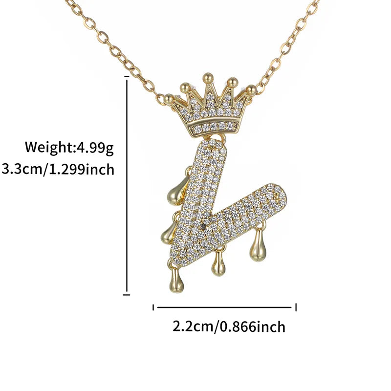 Copper 18K Gold Plated XUPING Simple Style Commute Plating Inlay Letter Rhinestones Pendant Necklace