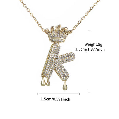 Copper 18K Gold Plated XUPING Simple Style Commute Plating Inlay Letter Rhinestones Pendant Necklace